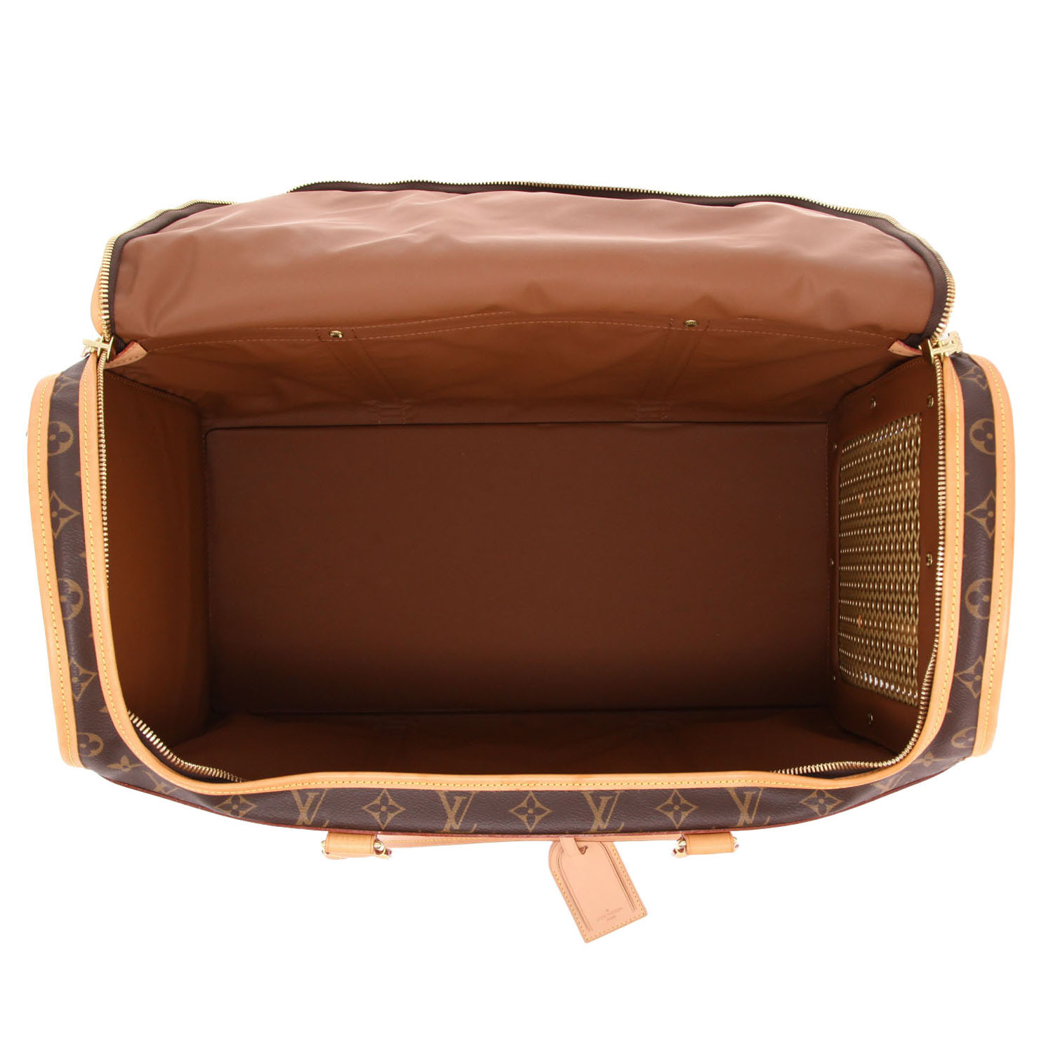 Sac de voyage Louis Vuitton  Sac chien 50 en toile monogram marron et cuir naturel - Detail D3