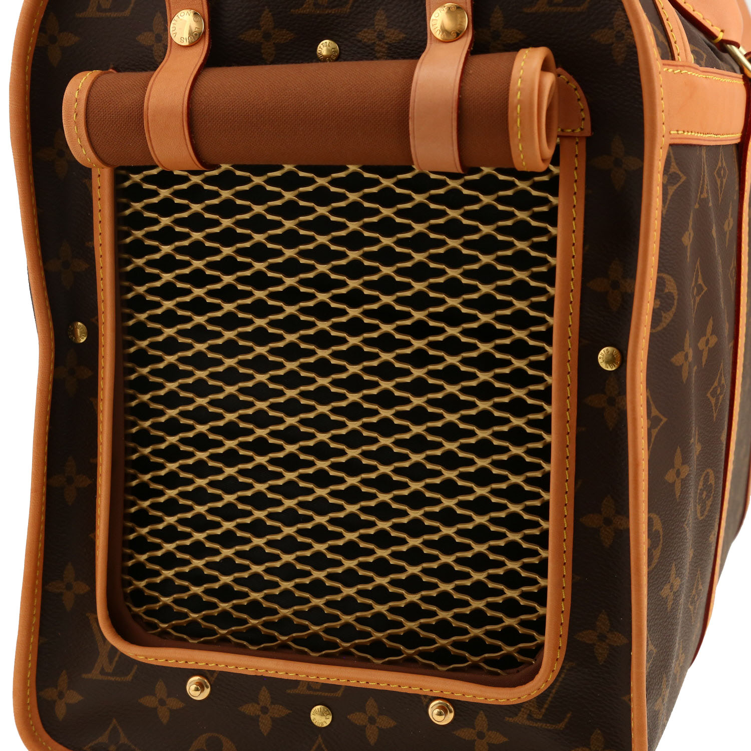 Louis Vuitton travel bag  Dog 50 bag in brown Monogram canvas and natural leather - Detail D4
