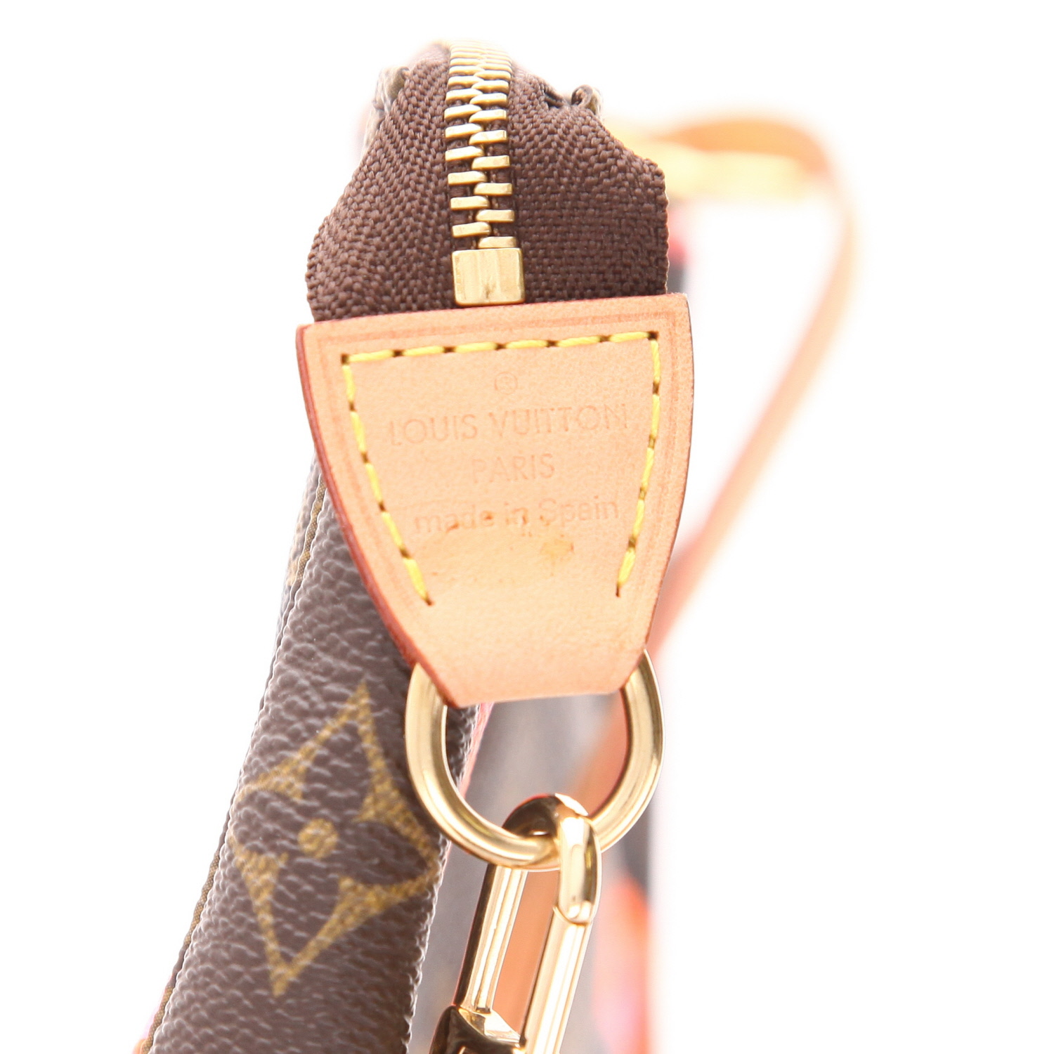 Louis Vuitton  Pochette accessoires pouch  in brown monogram canvas  and natural leather - Detail D2