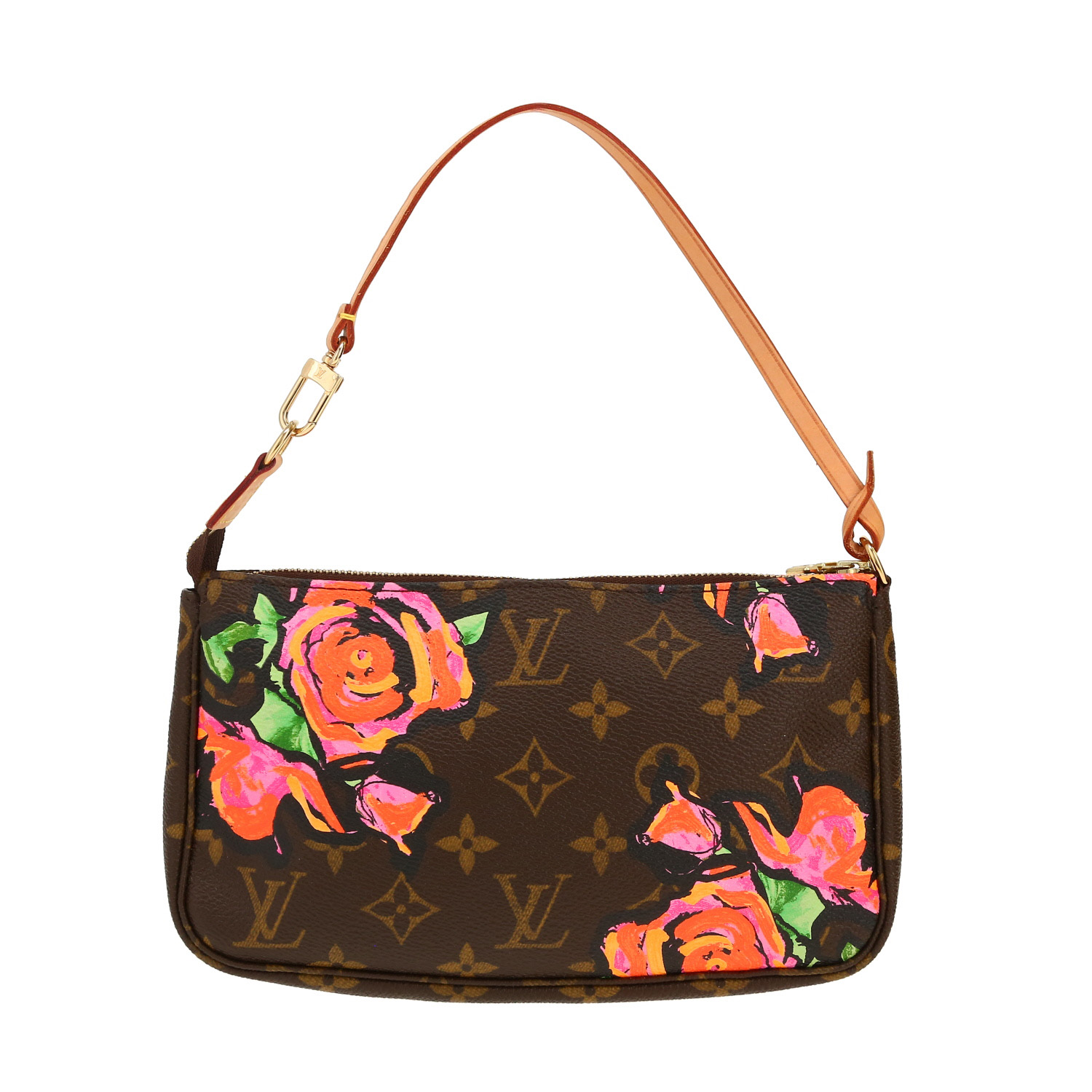 Louis Vuitton  Pochette accessoires pouch  in brown monogram canvas  and natural leather - Detail D4