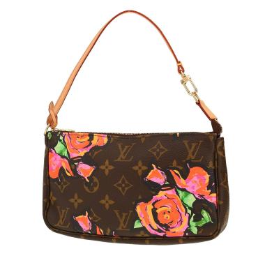 Pochette Louis Vuitton X Stephen Sprouse Pochette accessoires en toile monogram marron et cuir naturel