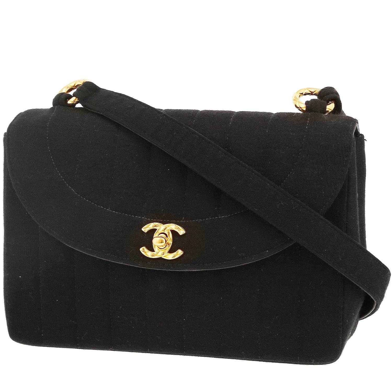 Borsa Chanel  Vintage in tela jersey nera