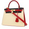 Bolso de mano Hermès  Kelly 28 cm en cuero box tricolor color crema azul y rojo - 00pp thumbnail