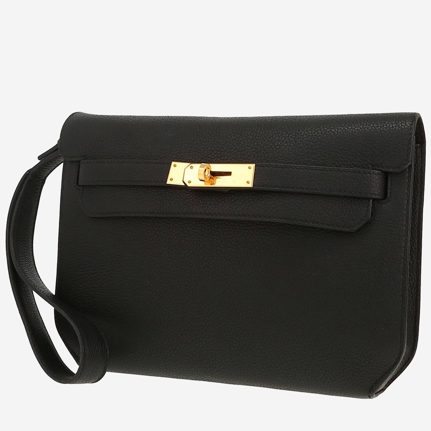 Bolsito de mano Hermès  Kelly Dépêches en cuero togo negro