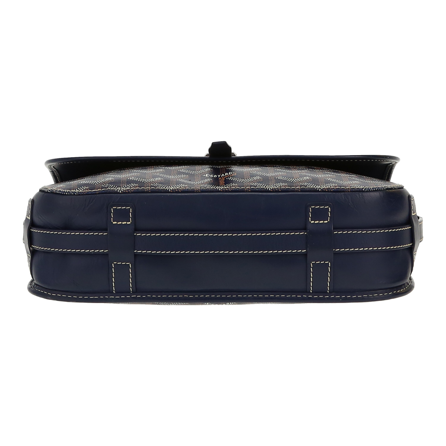 Sac bandoulière Goyard  Belvedère en toile Goyardine bleu-marine et cuir bleu-marine - Detail D1