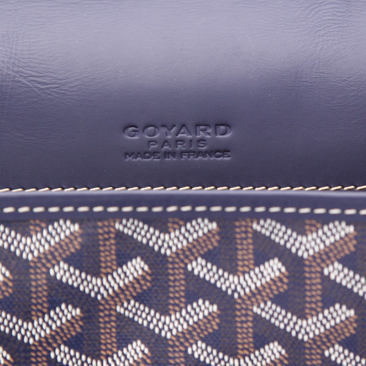 Sac bandoulière Goyard  Belvedère en toile Goyardine bleu-marine et cuir bleu-marine - Detail D2