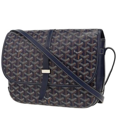 Borsa a tracolla Goyard  Belvedère in tela Goyardine blu marino e pelle blu marino