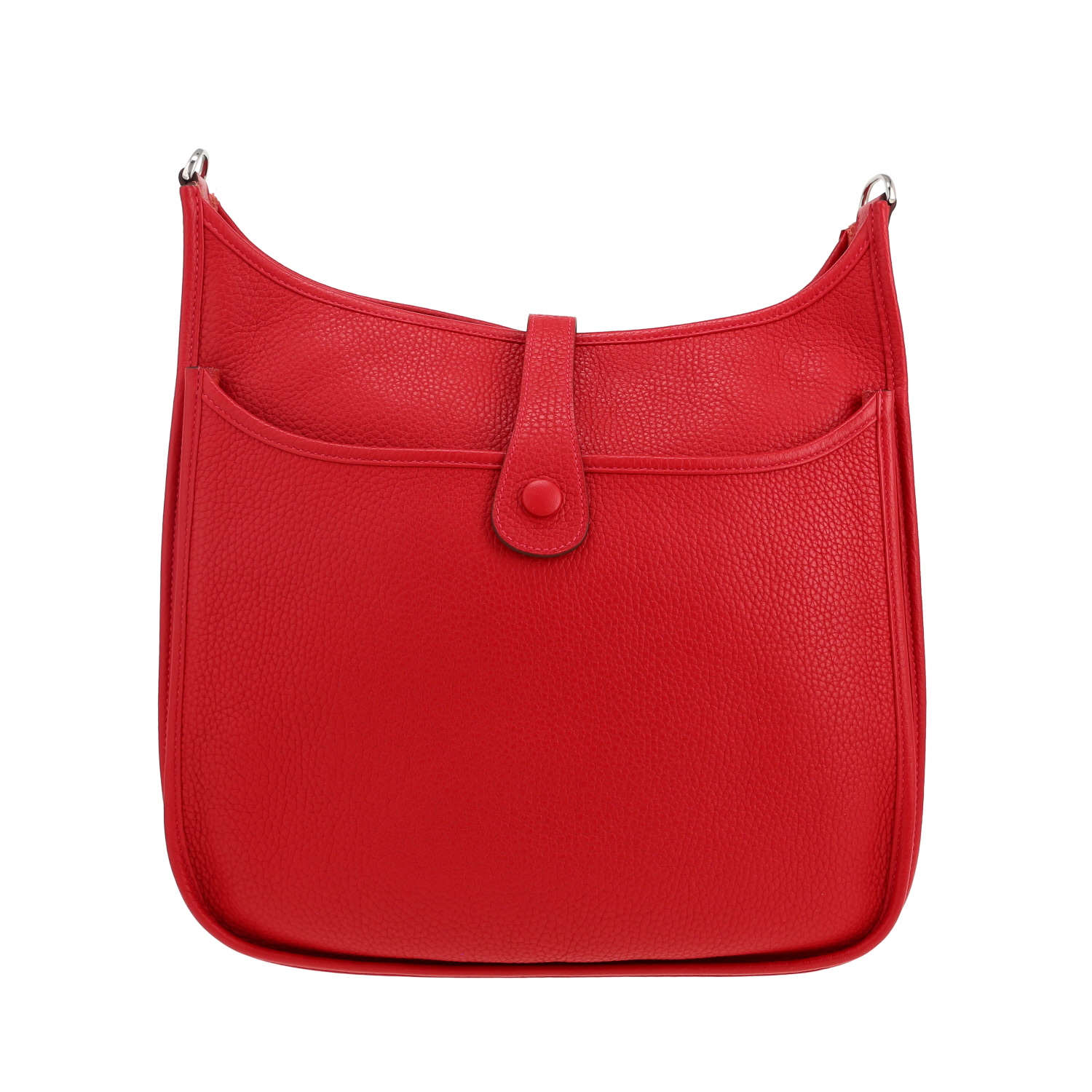 Sac bandoulière Hermès  Evelyne III en cuir togo rouge - Detail D4