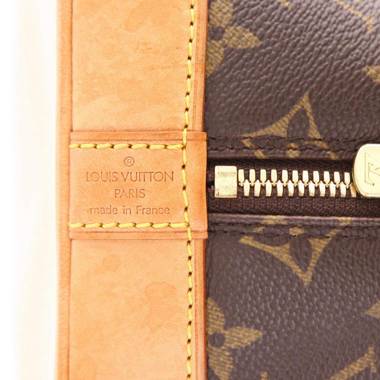 Borsa Louis Vuitton  Alma modello medio  in tela monogram marrone e pelle naturale - Detail D2