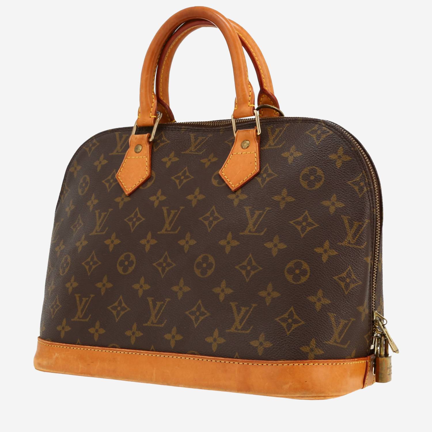 Louis Vuitton  Alma medium model  handbag  in brown monogram canvas  and natural leather