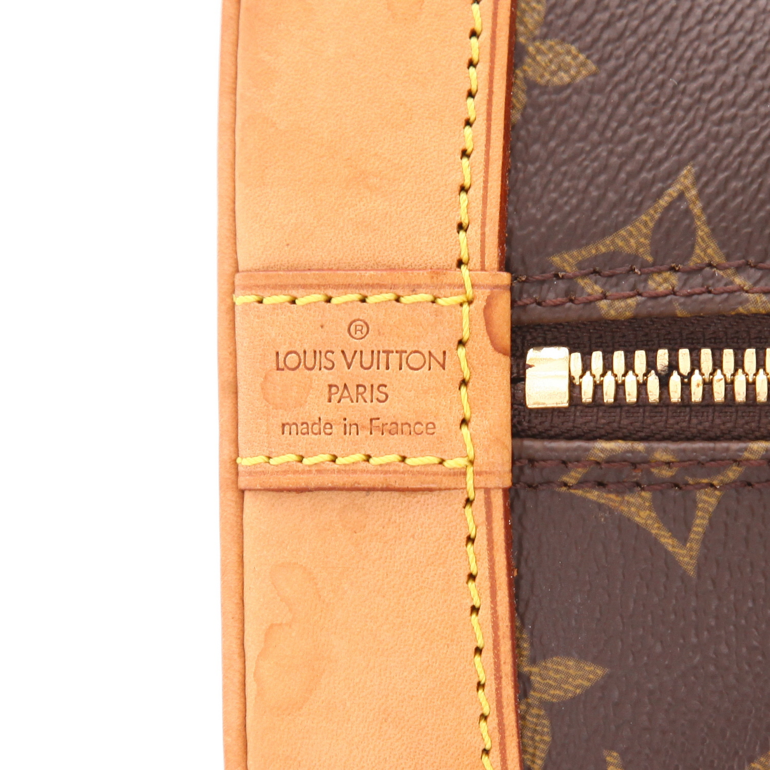 Bolso de mano Louis Vuitton  Alma modelo pequeño  en lona Monogram marrón y cuero natural - Detail D2
