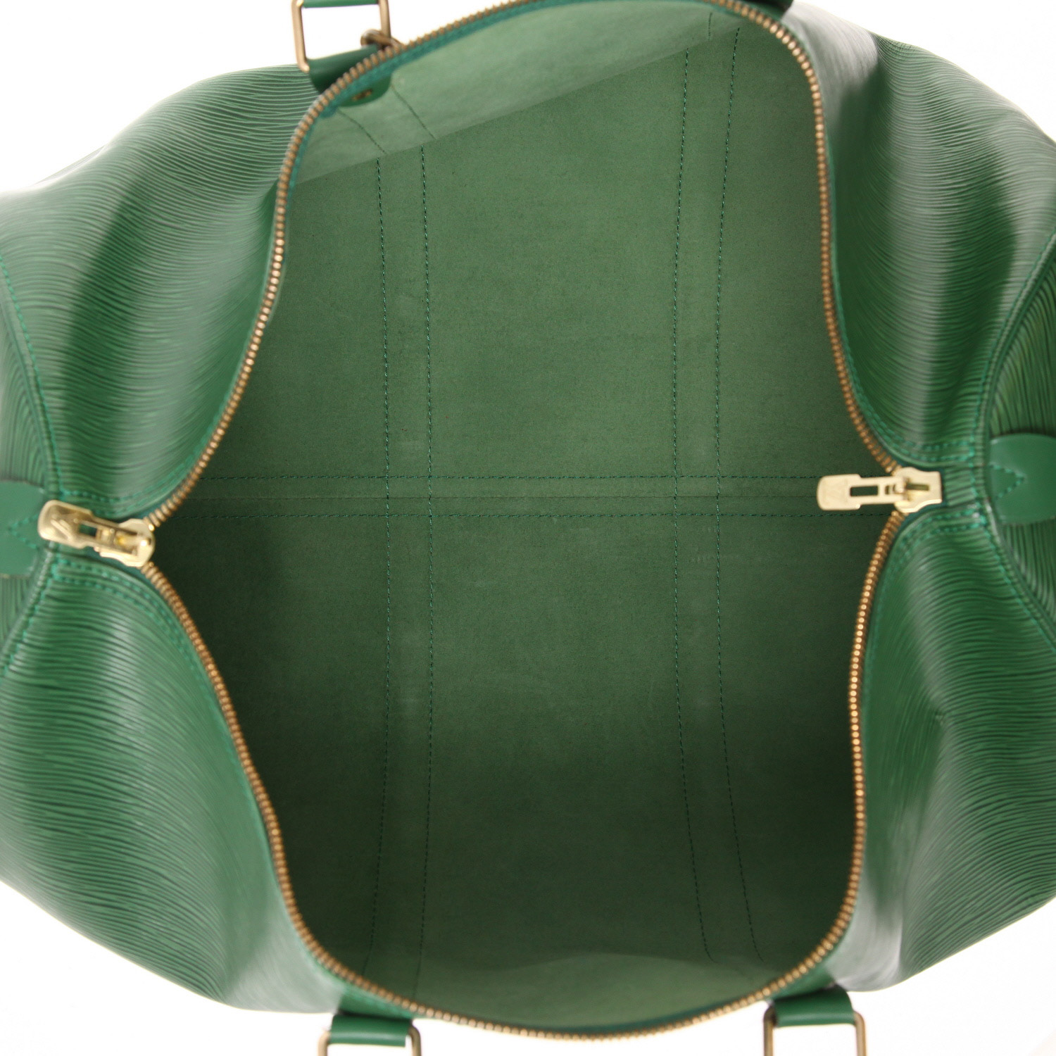 Sac de voyage Louis Vuitton  Keepall 50 en cuir épi vert - Detail D3
