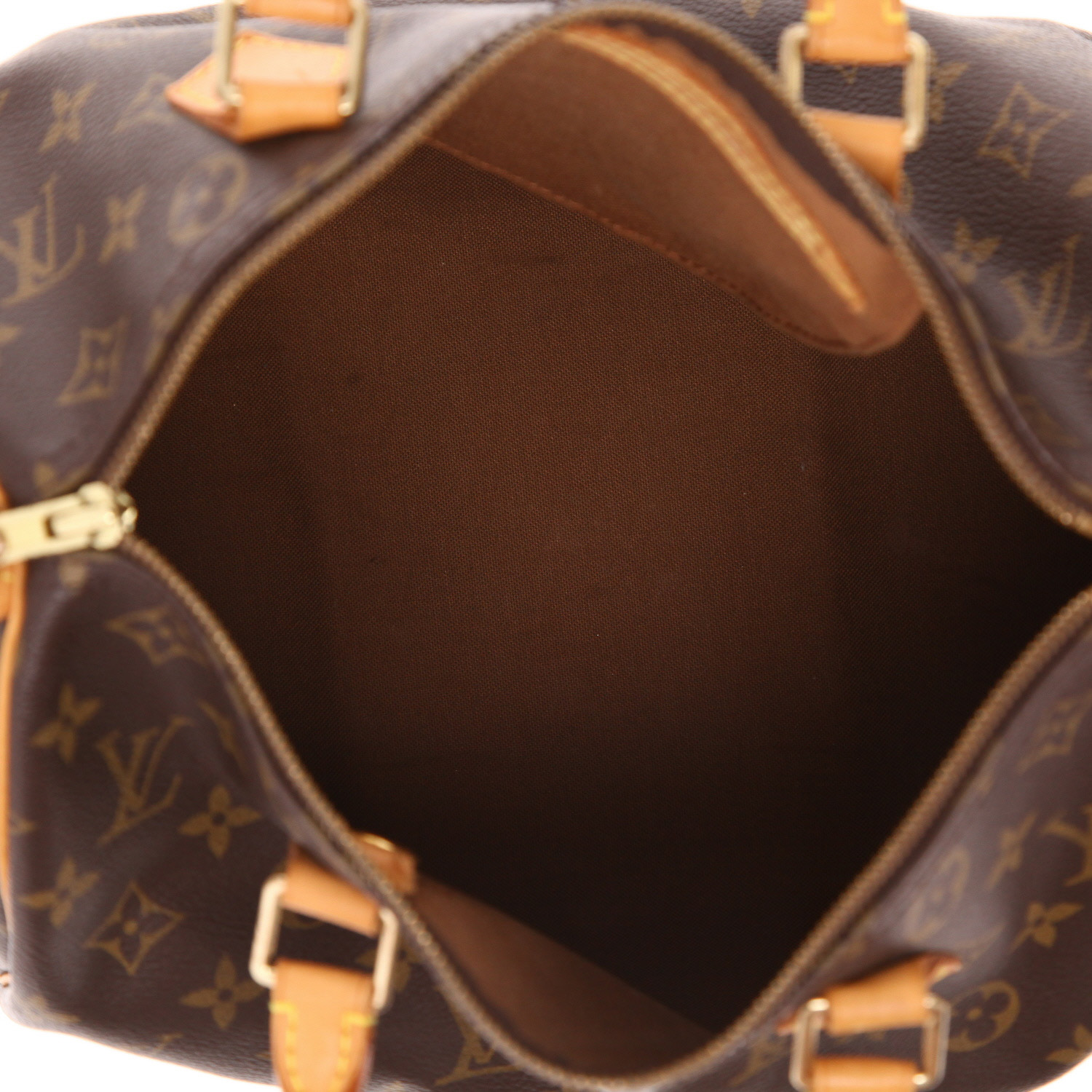 Louis Vuitton  Speedy 30 handbag  in brown monogram canvas  and natural leather - Detail D3
