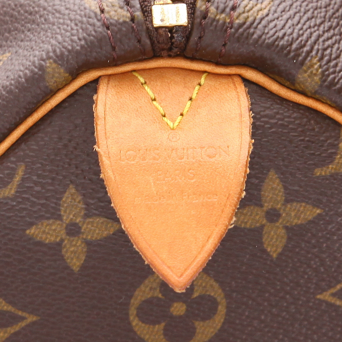 Sac à main Louis Vuitton  Speedy 35 en toile monogram marron et cuir naturel - Detail D2