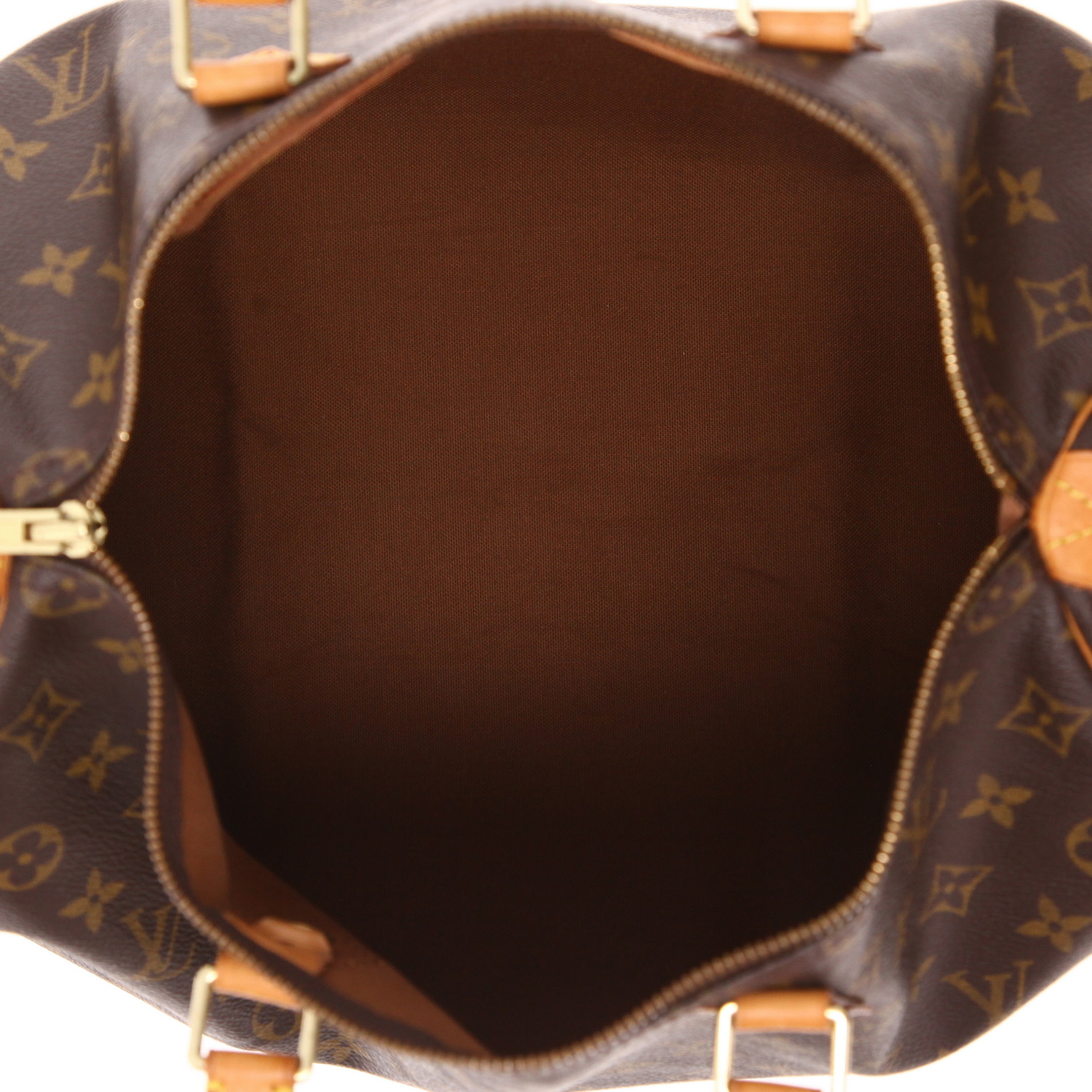 Borsa Louis Vuitton  Speedy 35 in tela monogram marrone e pelle naturale - Detail D3