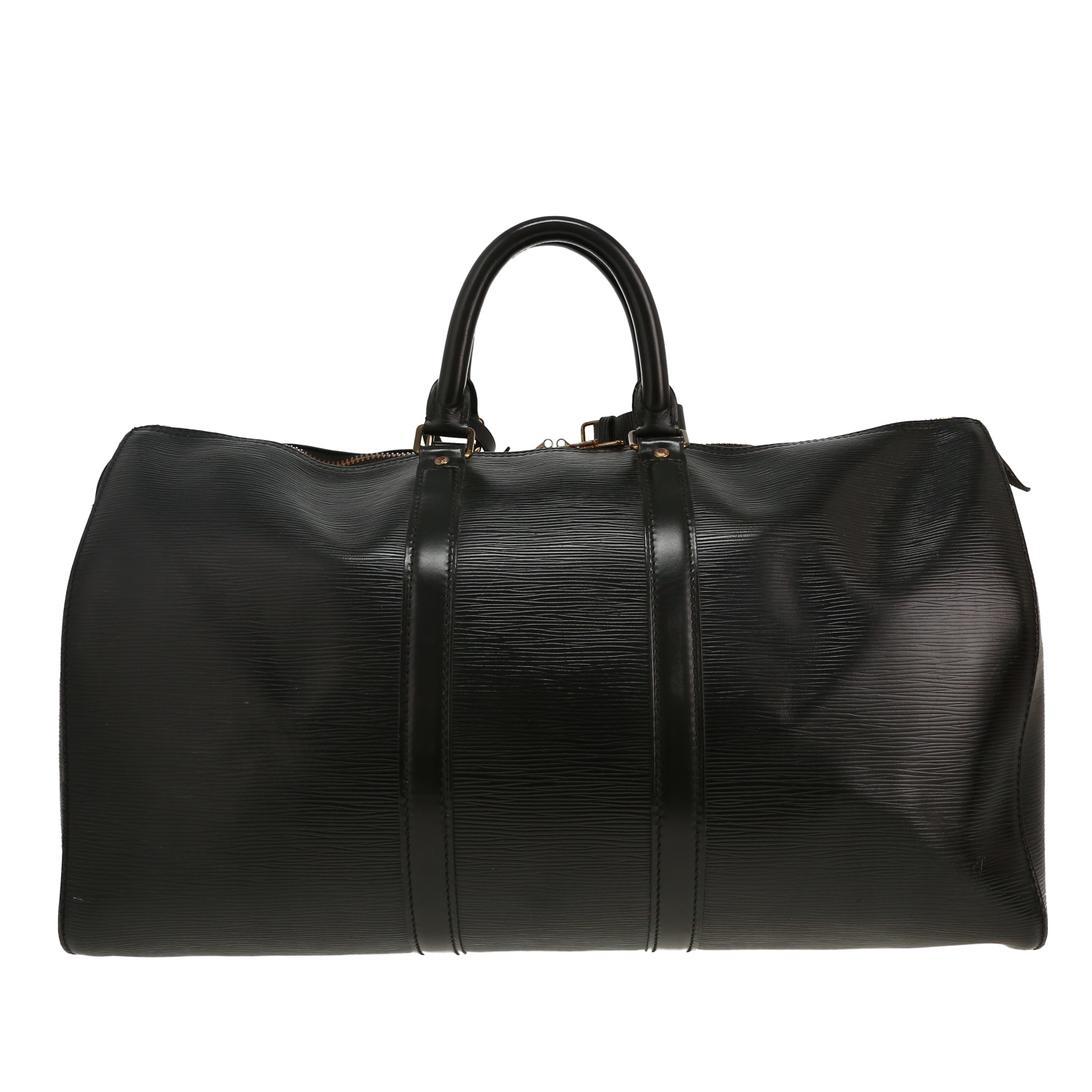 Louis Vuitton Keepall 50 travel bag in black epi leather - Detail D4