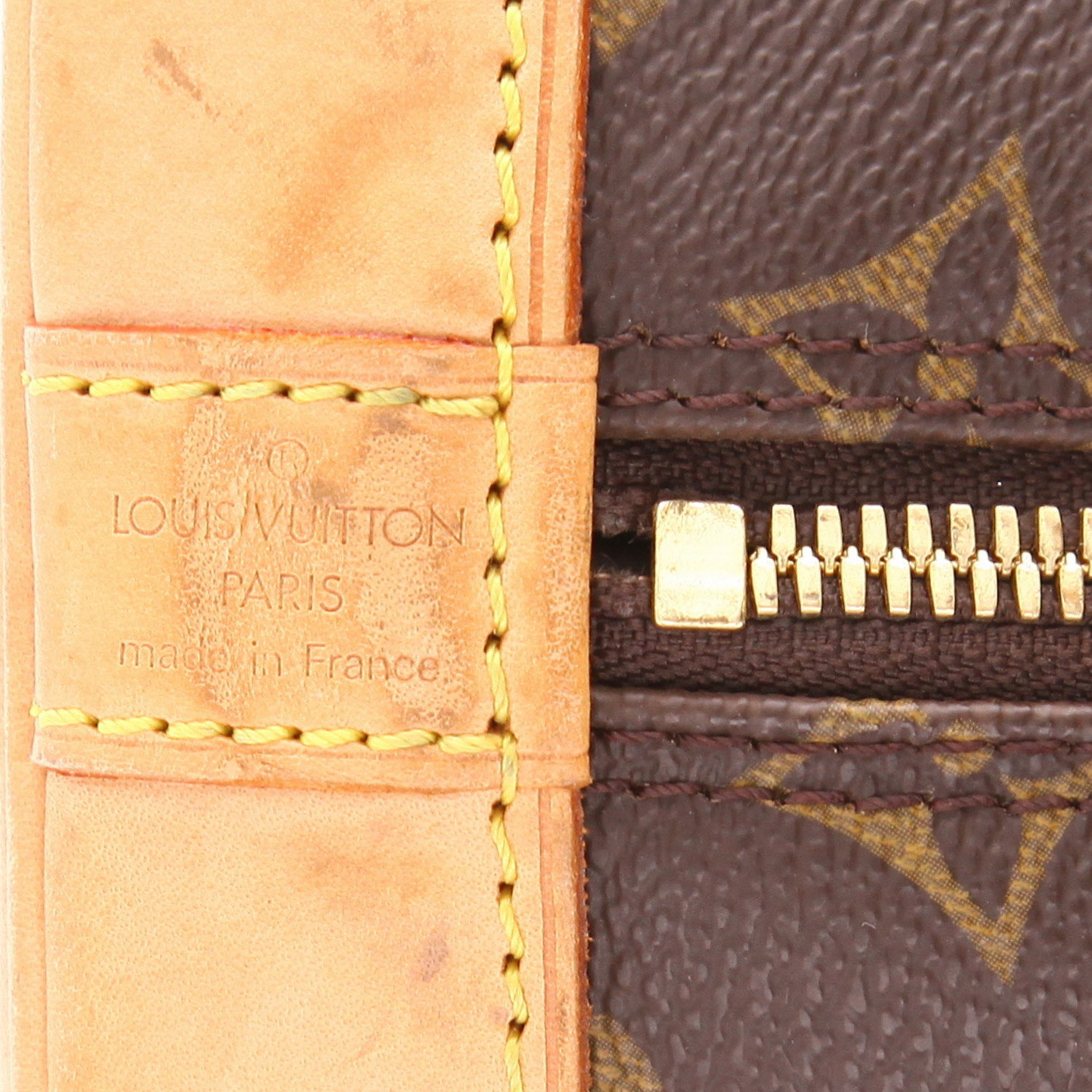 Bolso de mano Louis Vuitton  Alma en lona Monogram marrón y cuero natural - Detail D2
