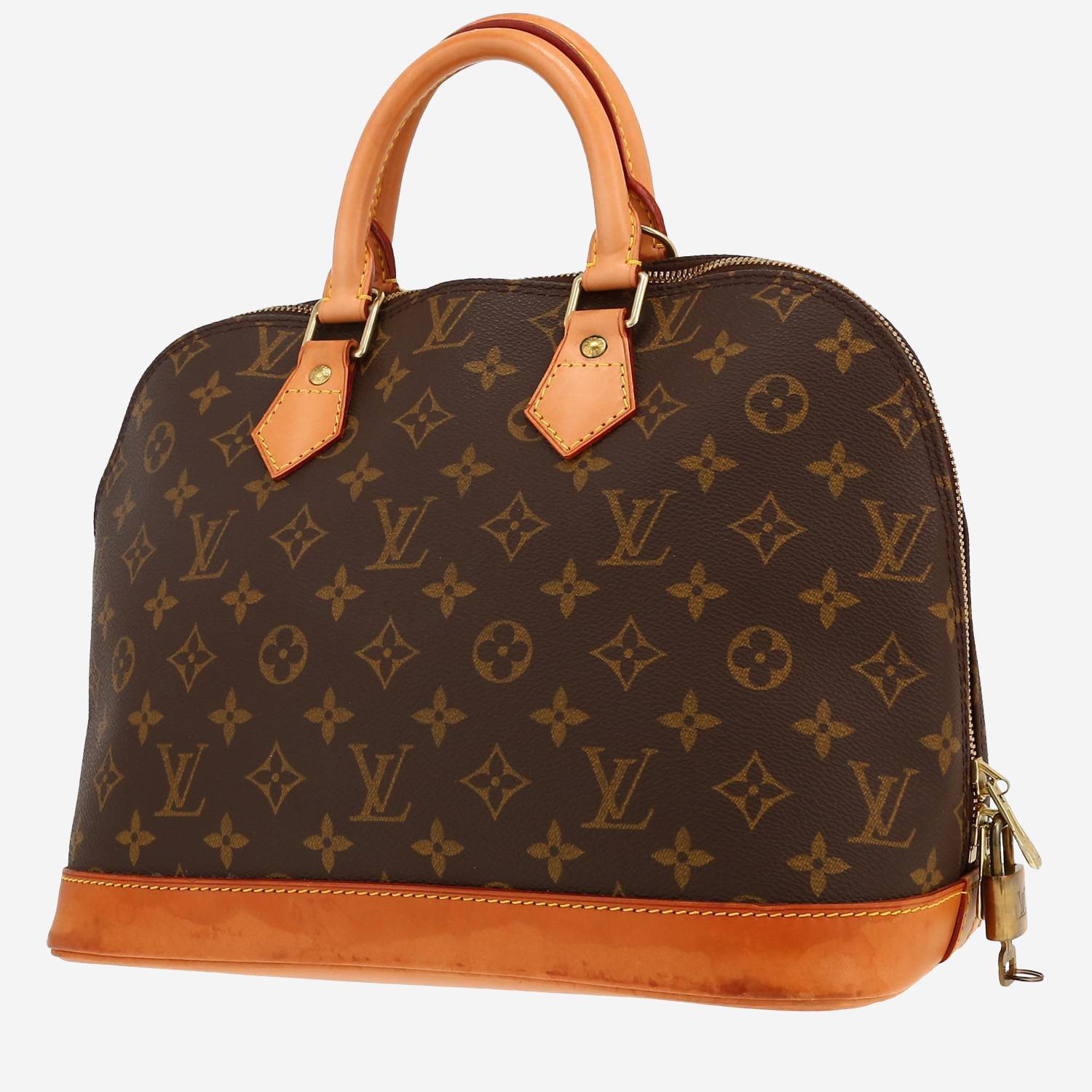 Borsa Louis Vuitton  Alma modello medio  in tela monogram marrone e pelle naturale