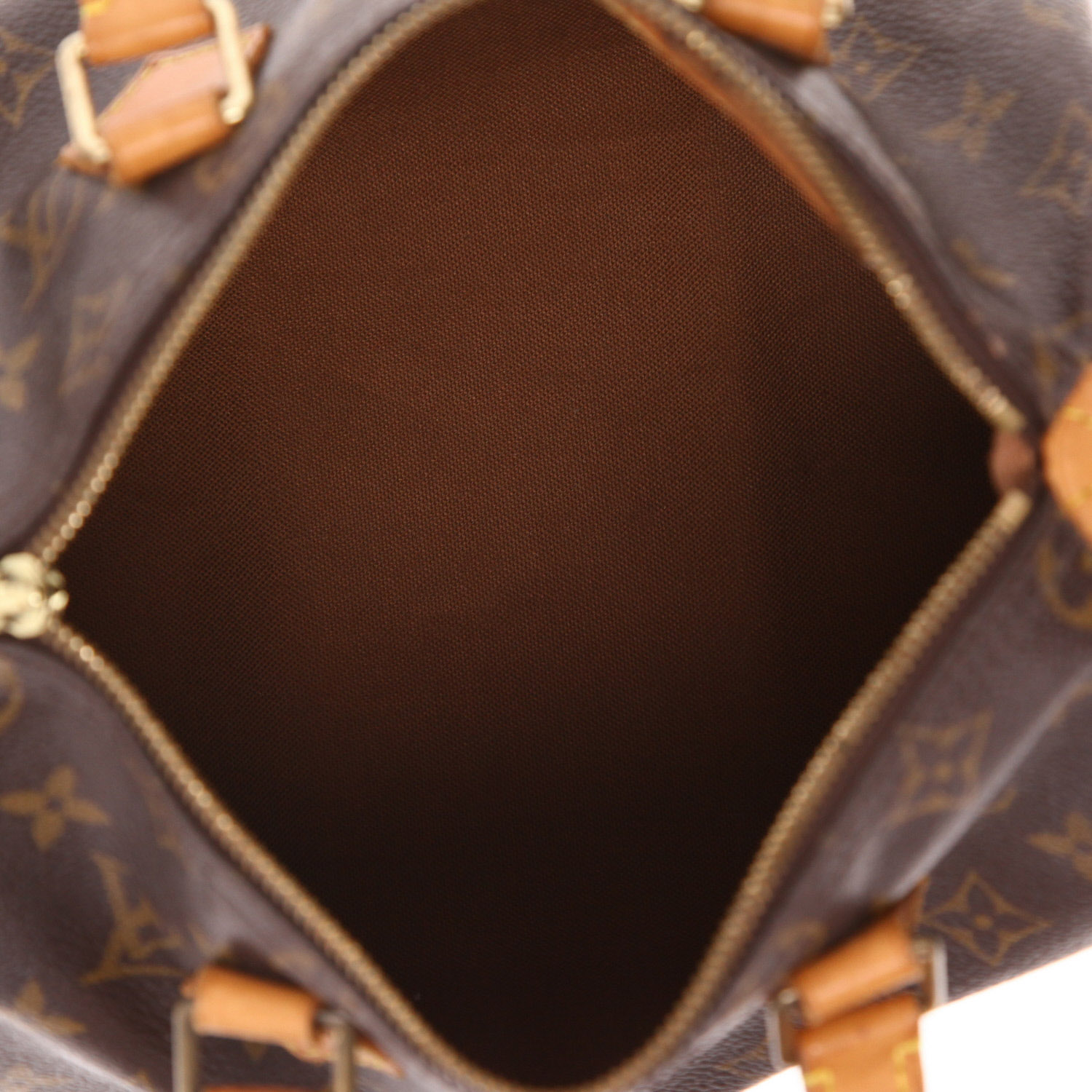 Louis Vuitton  Speedy 25 handbag  in brown monogram canvas  and natural leather - Detail D3