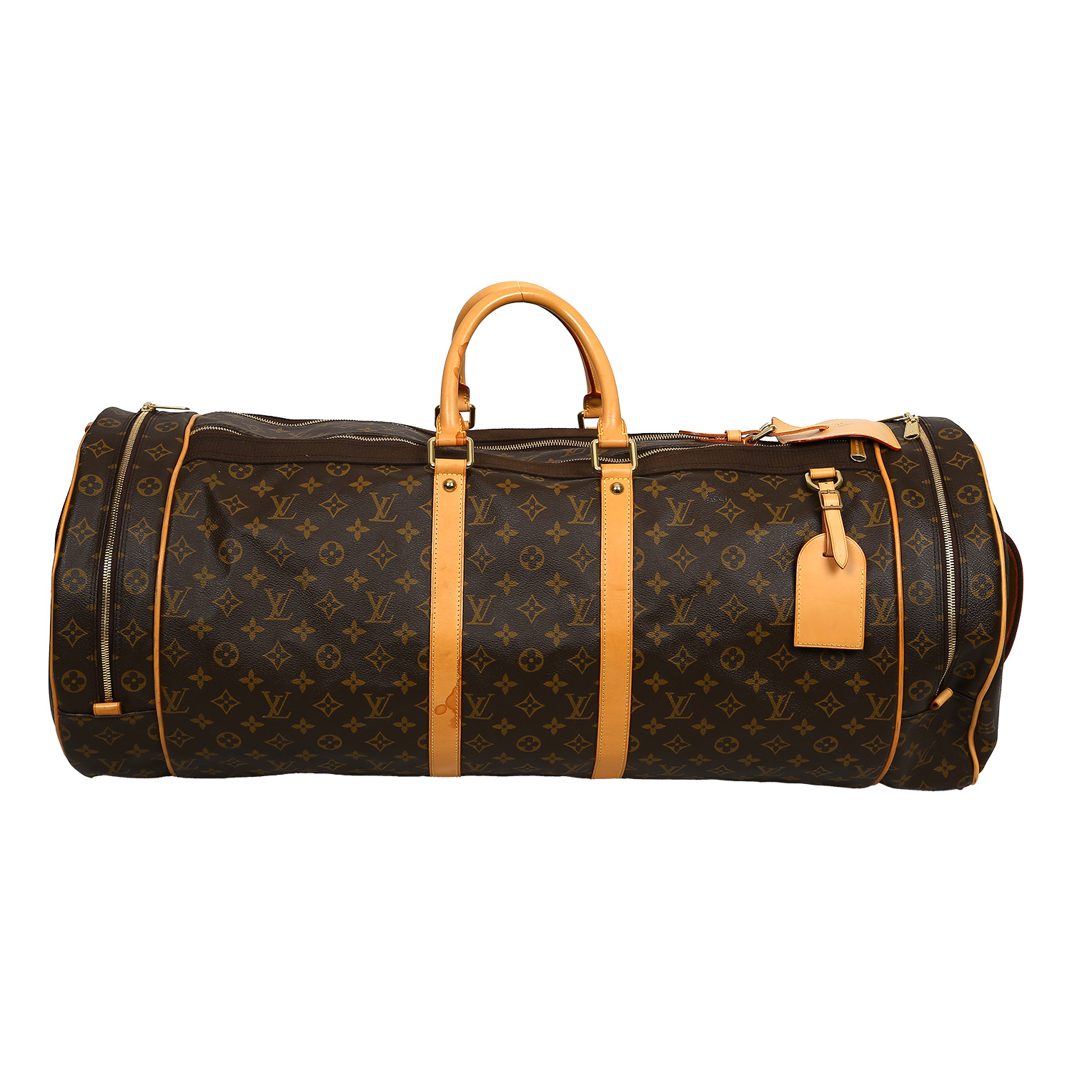 Louis Vuitton  Athlétisme travel bag  in brown monogram canvas  and natural leather - Detail D1