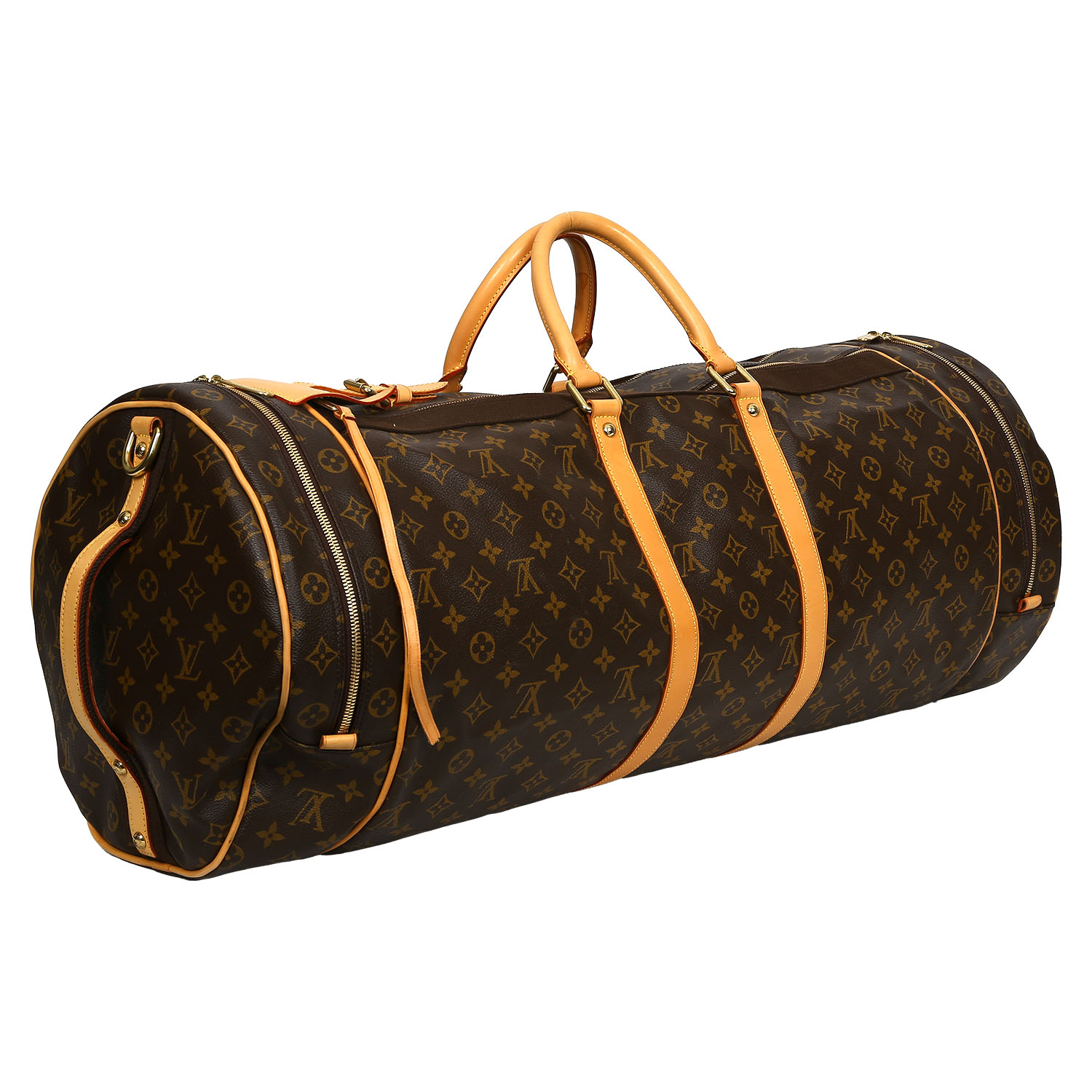 Louis Vuitton  Athlétisme travel bag  in brown monogram canvas  and natural leather - Detail D2