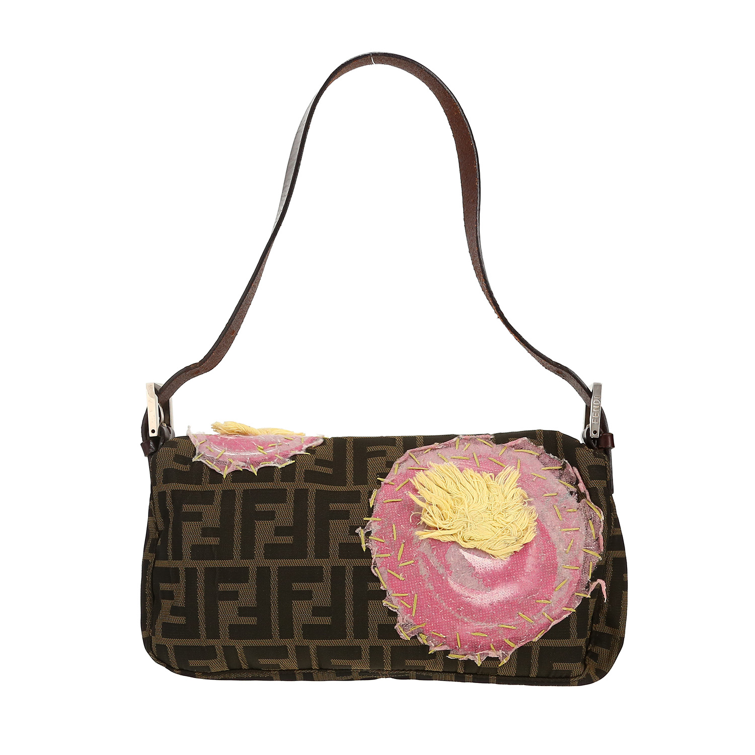 Bolso de mano Fendi  Baguette en lona monogram marrón - Detail D4