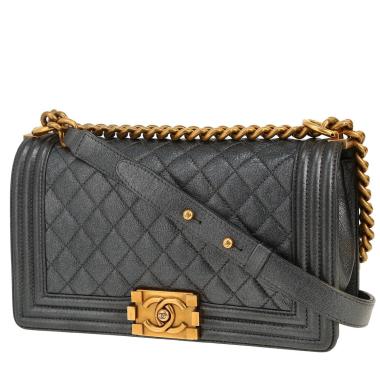 Bolso bandolera Chanel  Boy en cuero acolchado plateado