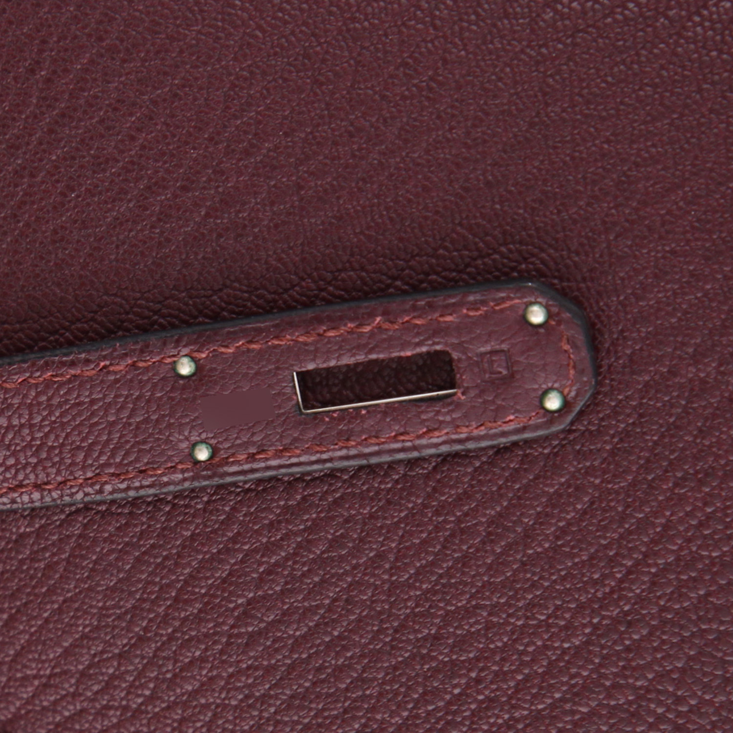 Bolso de mano Hermès  Haut à Courroies en cuero Mysore violeta Raisin - Detail D4