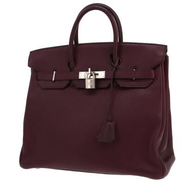 Sac à main Hermès  Haut à Courroies en cuir Mysore violet Cassis