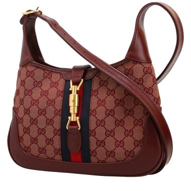 Sac bandoulière Gucci  Jackie en toile siglée bordeaux et cuir bordeaux