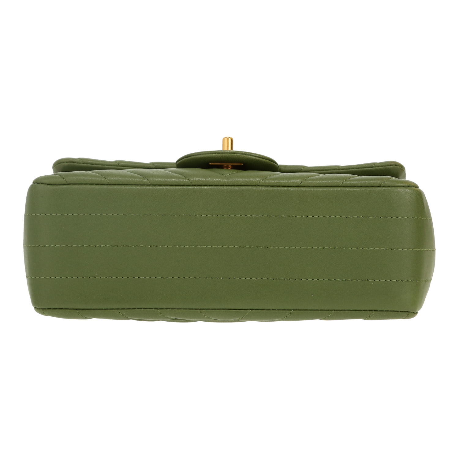Sac bandoulière Chanel  Mini Timeless en cuir matelassé chevrons vert - Detail D1