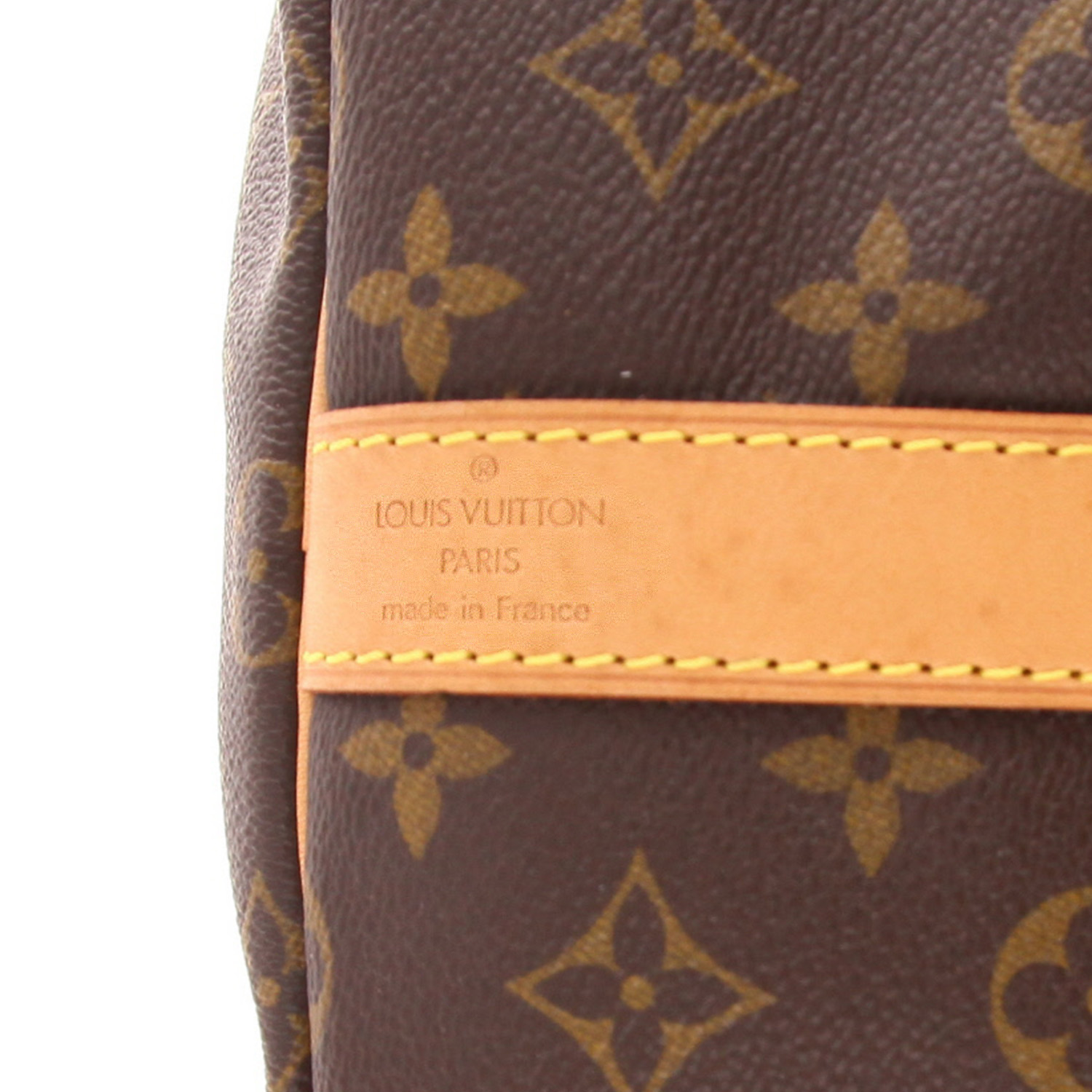 Borsa da viaggio Louis Vuitton Keepall 55 in tela Monogram marrone e pelle naturale - Detail D2