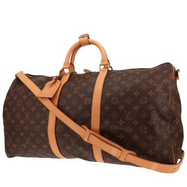 Louis Vuitton Keepall 55 travel bag in brown Monogram canvas and natural leather