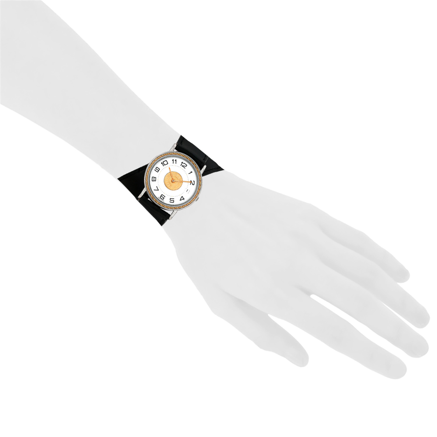 Reloj Hermès Sellier de acero y oro chapado Circa 2010 - Detail D1