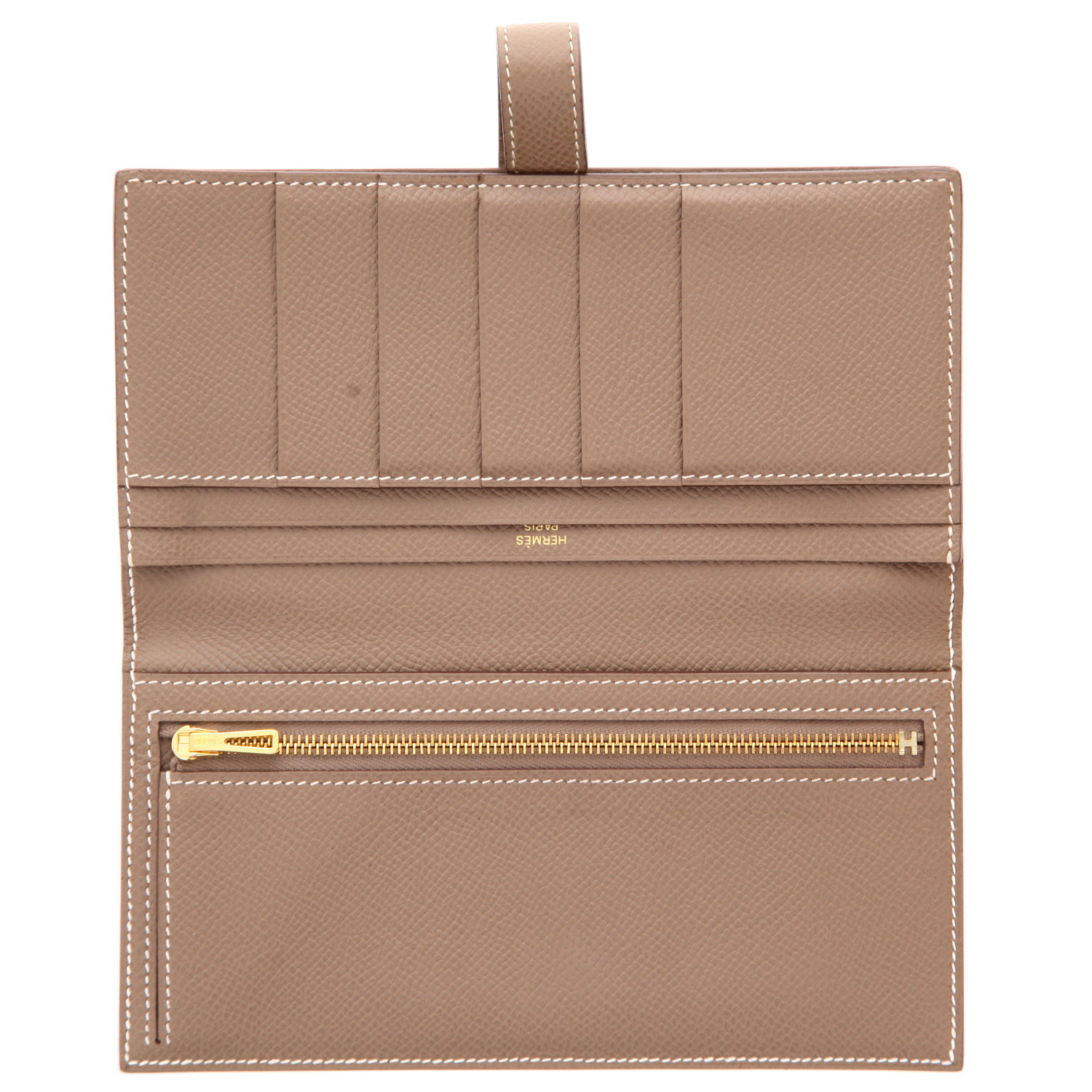 Portefeuille Hermès  Bearn en cuir epsom étoupe - Detail D3
