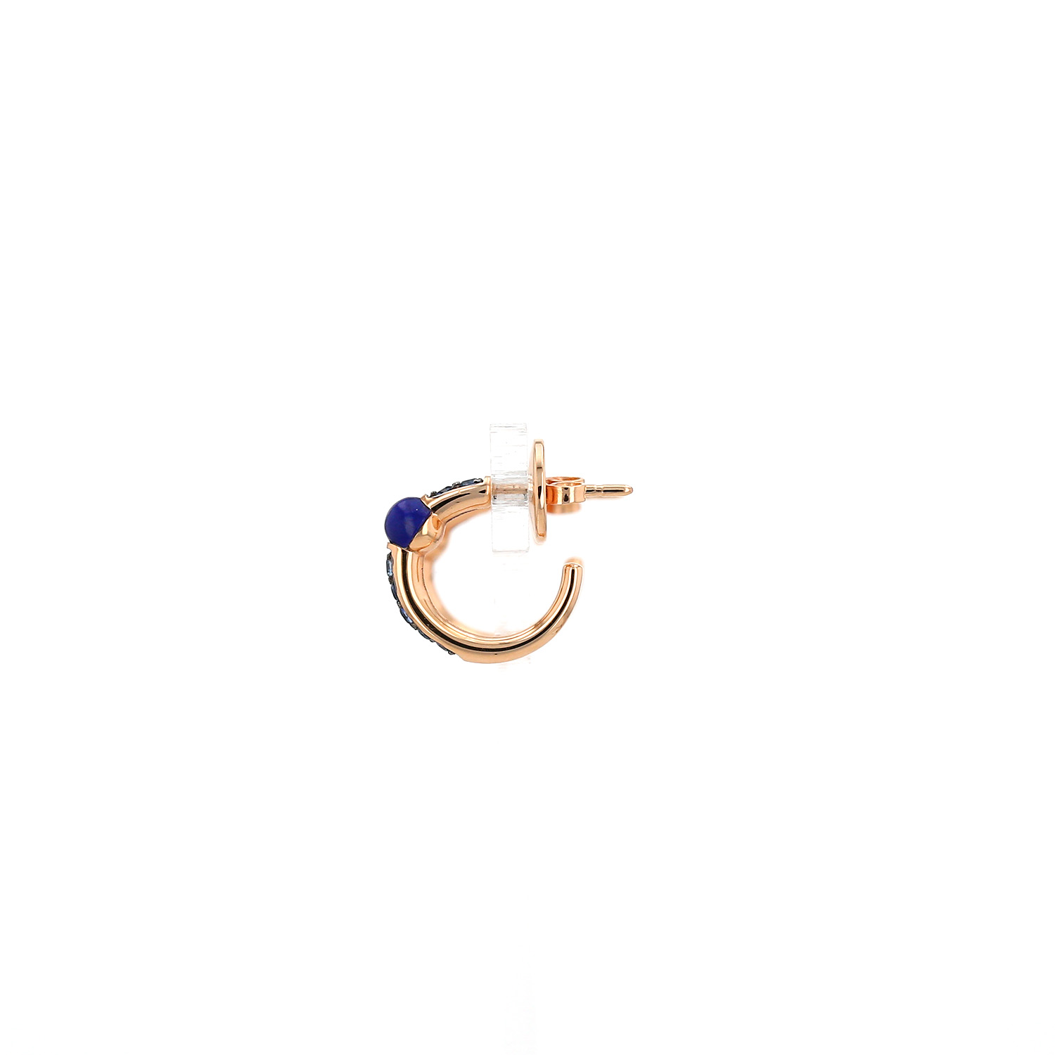 Pomellato M'ama Non M'ama hoop earrings in pink gold, lapis-lazuli and sapphires - Detail D2