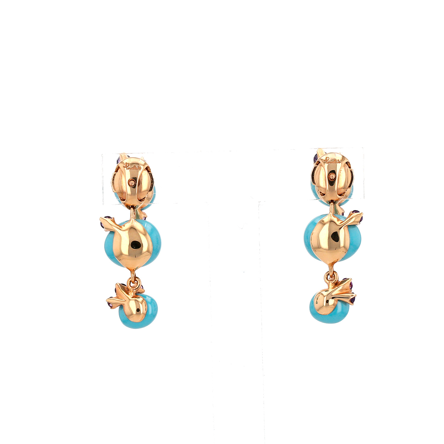 Paire de boucles d'oreilles Pomellato Capri en or rose, céramique et améthystes - Detail D3