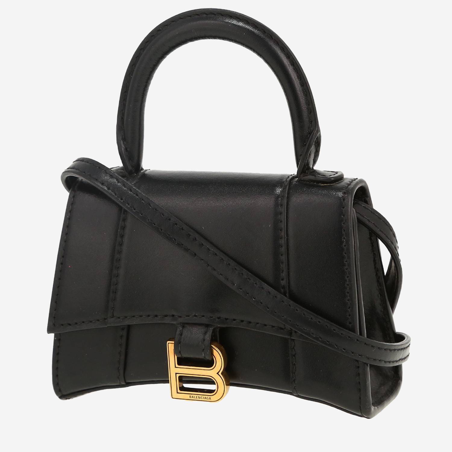 Sac bandoulière Balenciaga  Hourglass en cuir noir