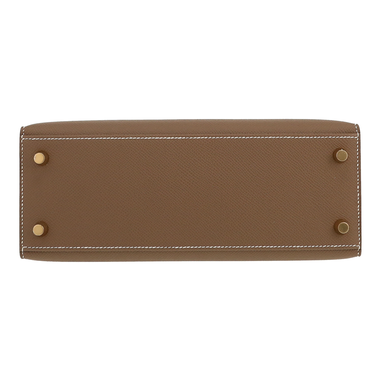 Bolso de mano Hermès  Kelly 25 cm en cuero epsom marrón etoupe - Detail D1