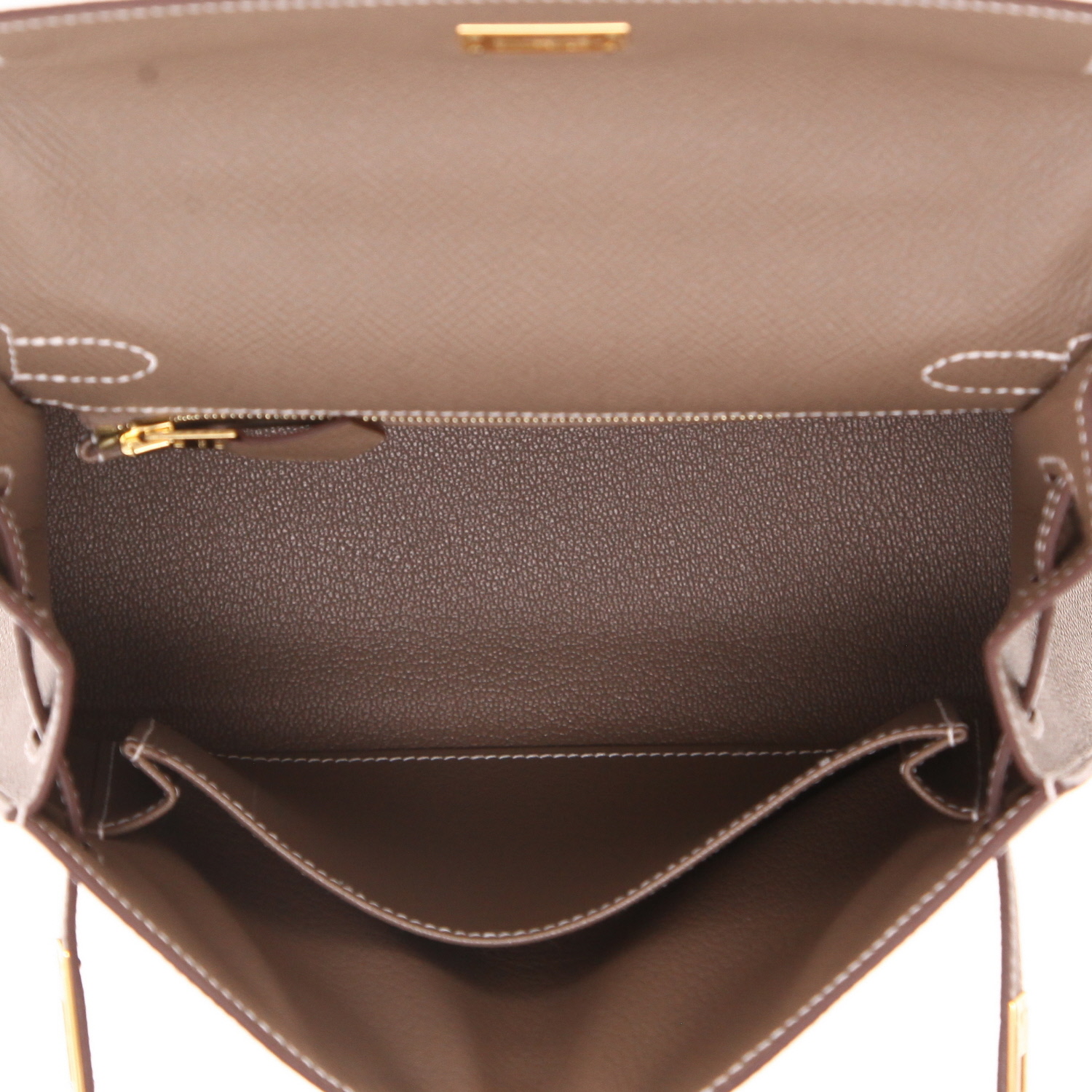 Borsa Hermès  Kelly 25 cm in pelle Epsom etoupe - Detail D4