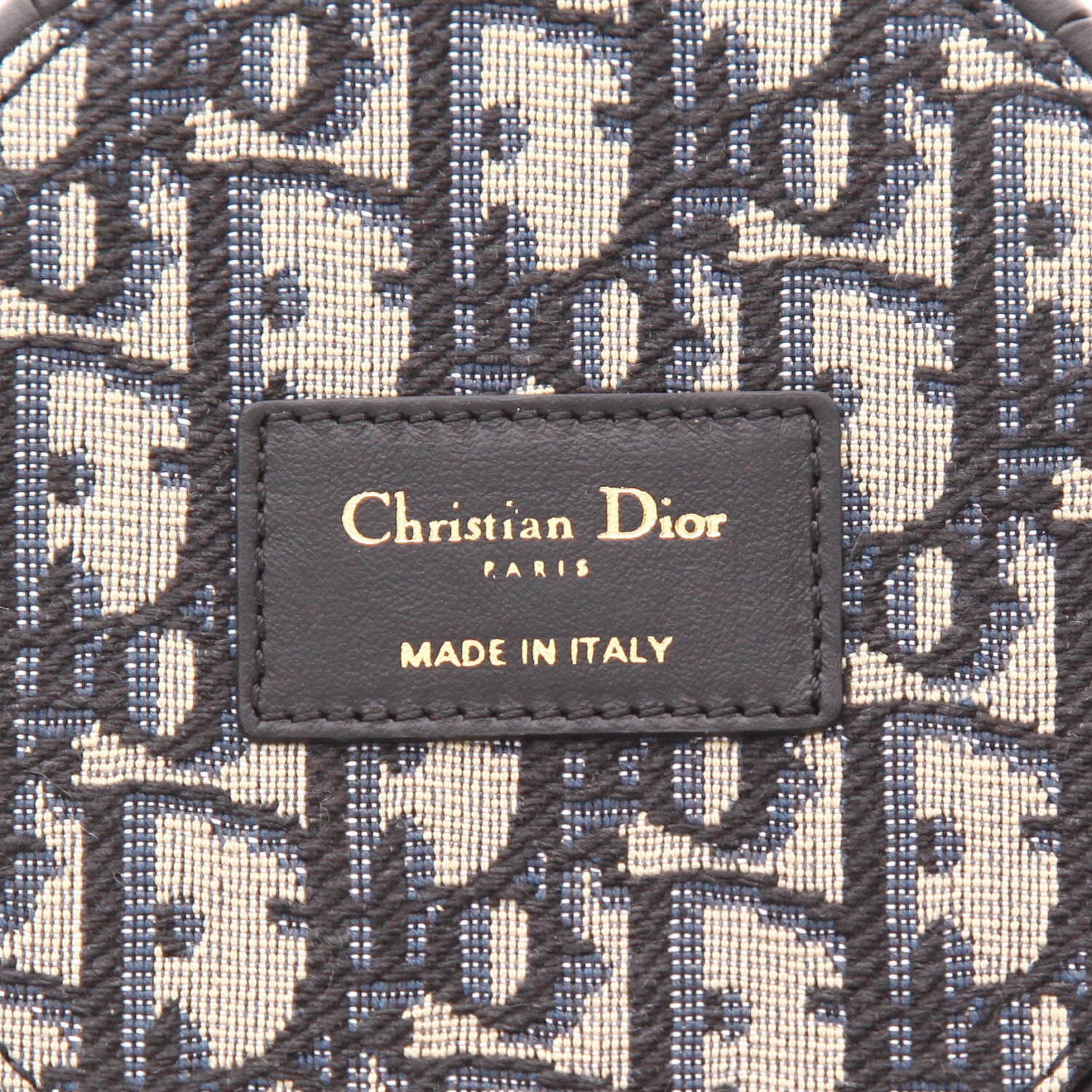 Bolso joya Dior   en mimbre trenzado beige y cuero azul marino - Detail D2