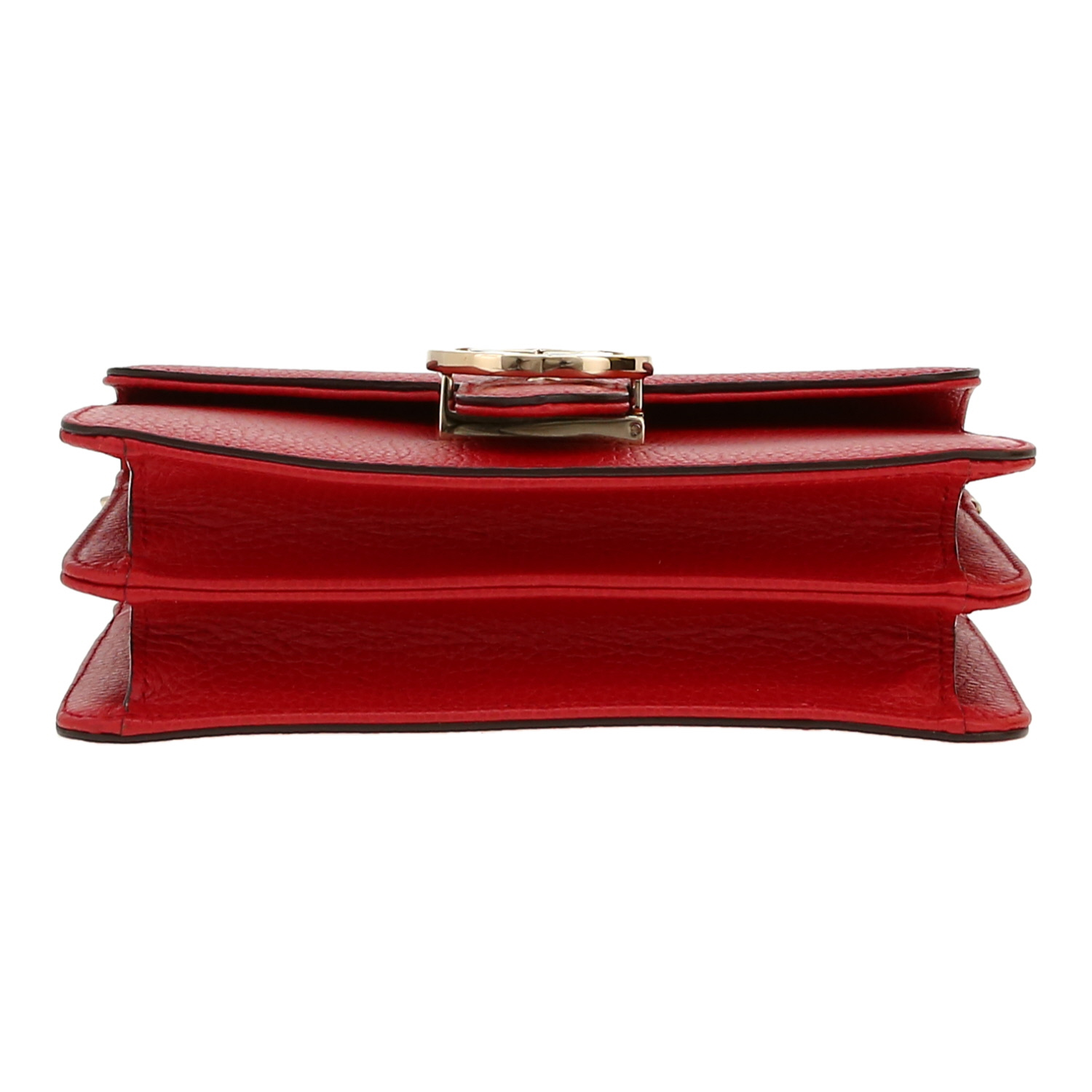 Bolso bandolera Gucci  Interlocking G en cuero granulado rojo - Detail D1