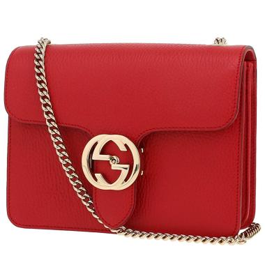 Sac bandoulière Gucci  Interlocking G en cuir grainé rouge