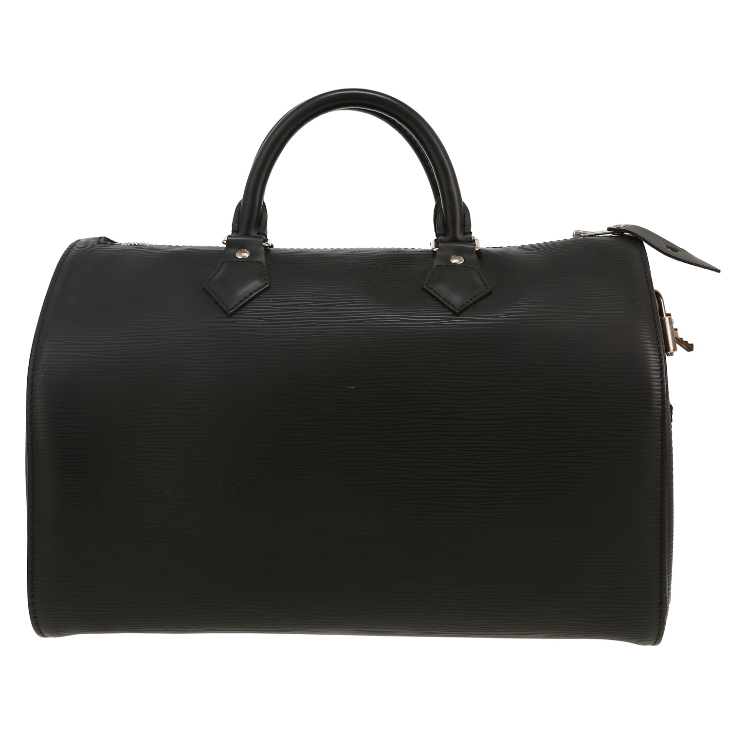 Louis Vuitton Speedy 30 handbag in black epi leather - Detail D4