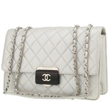 Borsa a tracolla Chanel   in pelle trapuntata argentata