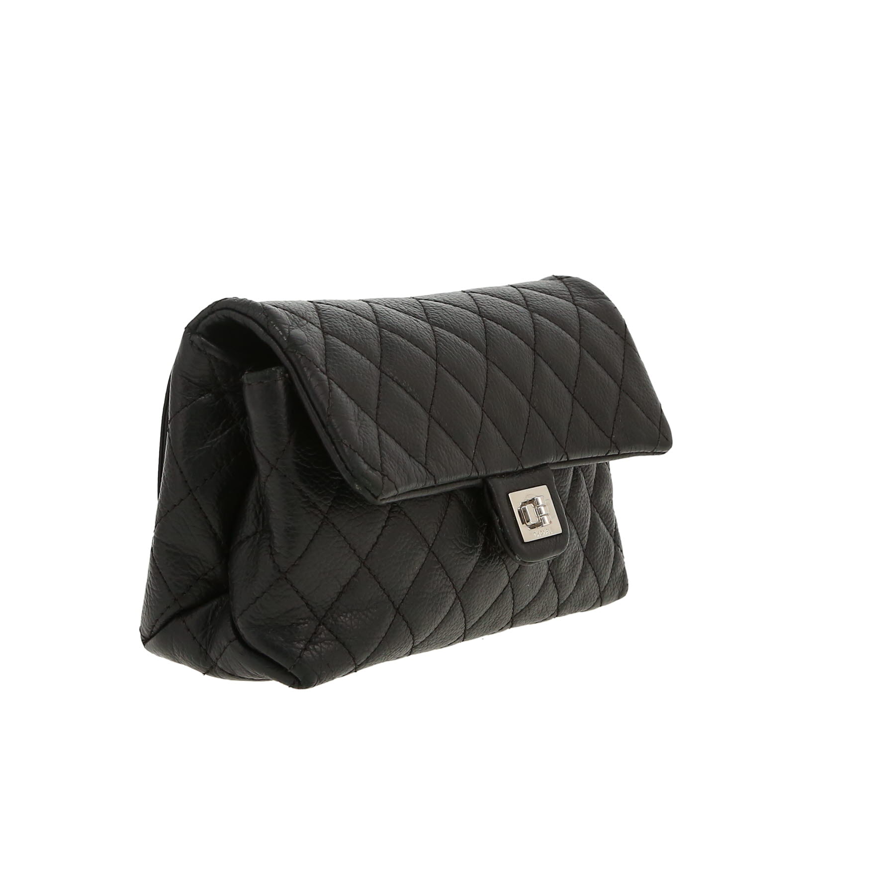 Chanel  Pochette ceinture clutch-belt  in black quilted grained leather - Detail D5