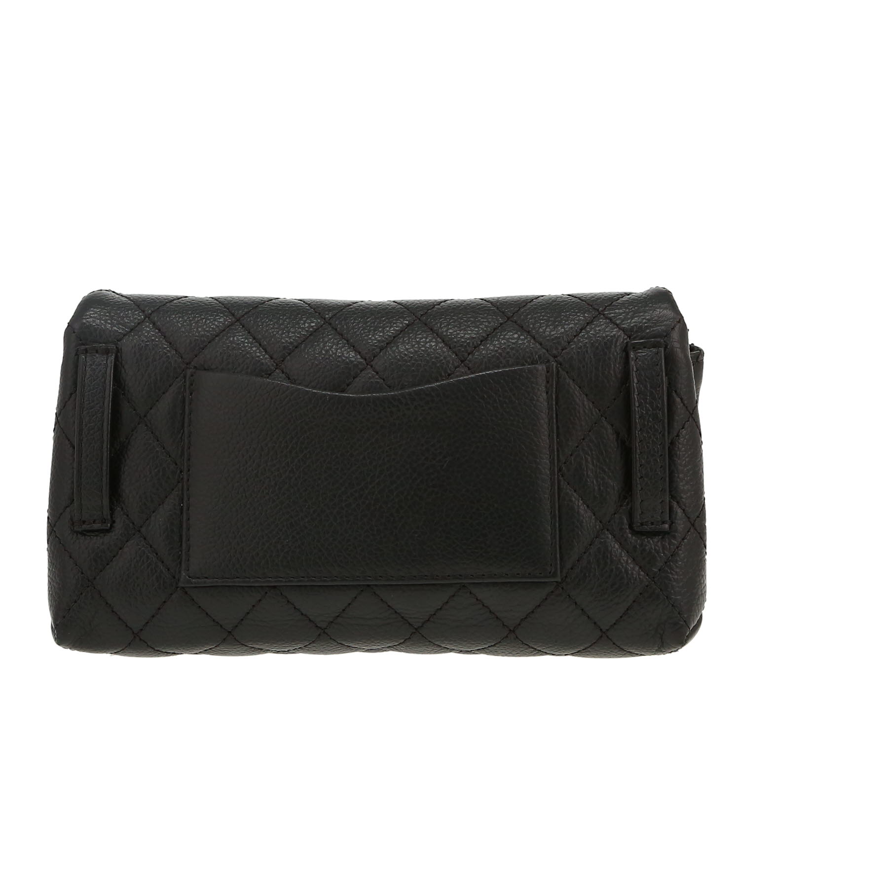 Chanel  Pochette ceinture clutch-belt  in black quilted grained leather - Detail D7