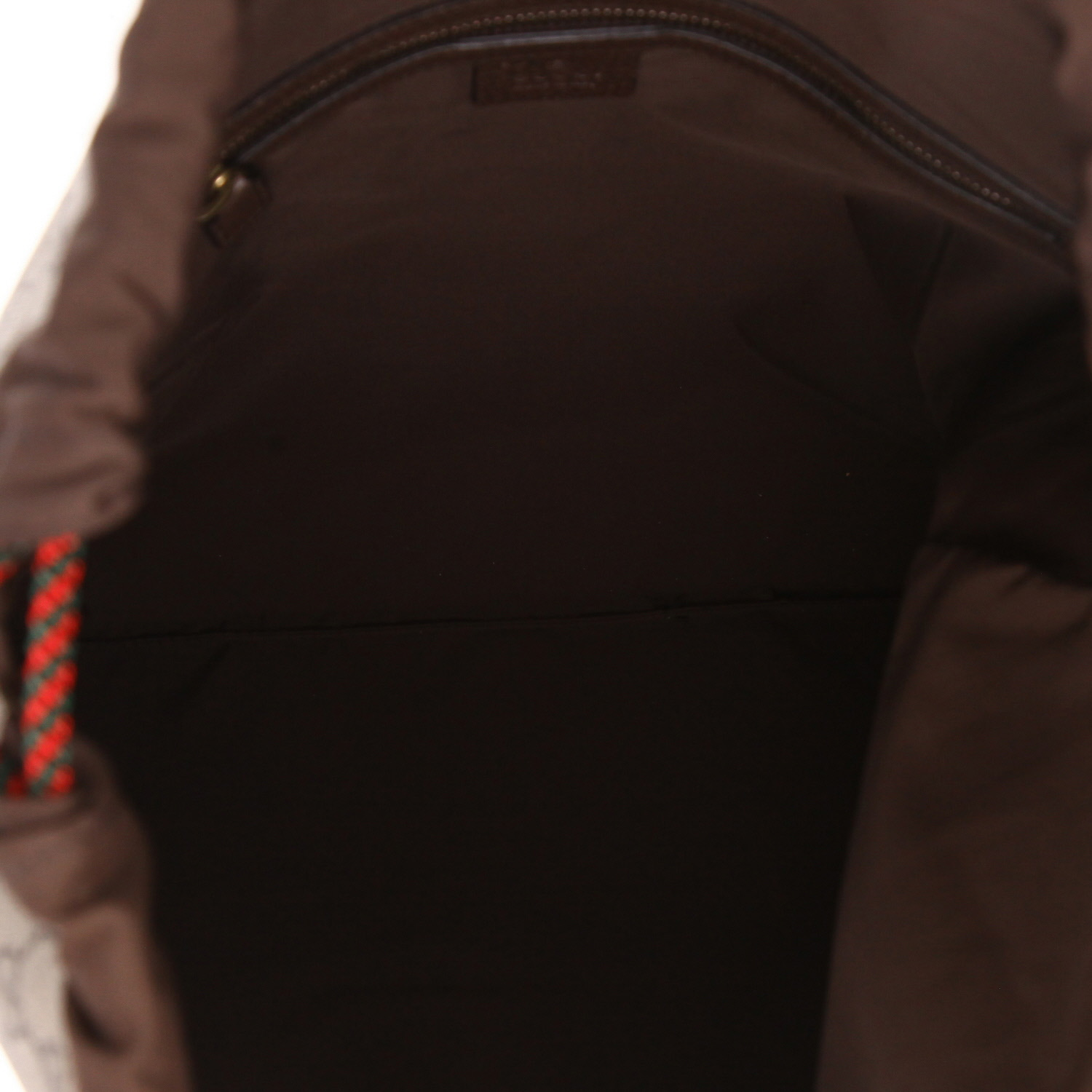 Mochila Gucci   en tejido "sûpreme GG" beige y cuero marrón - Detail D3