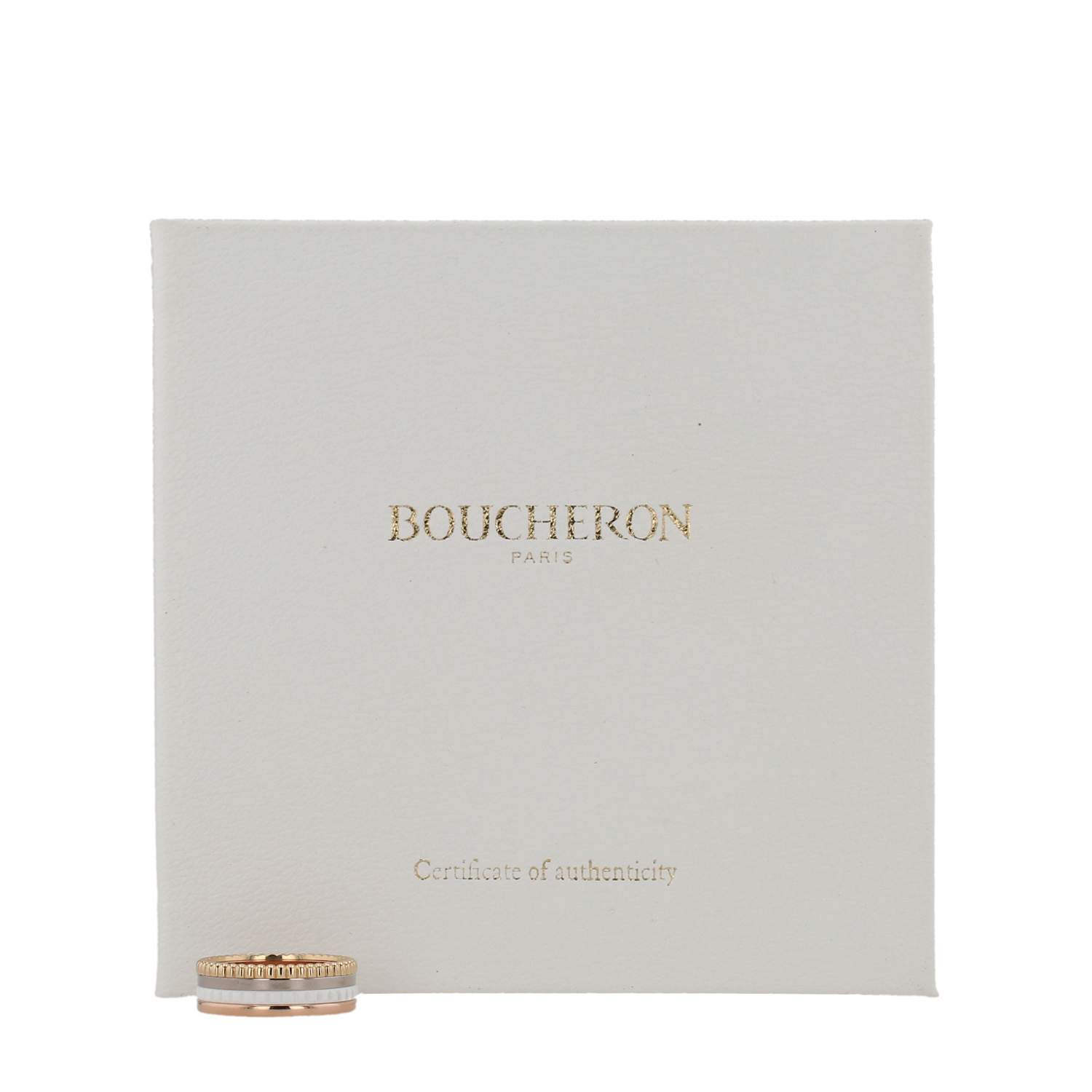 Boucheron  Quatre White Edition medium model ring in 3 golds and ceramic - Detail D2