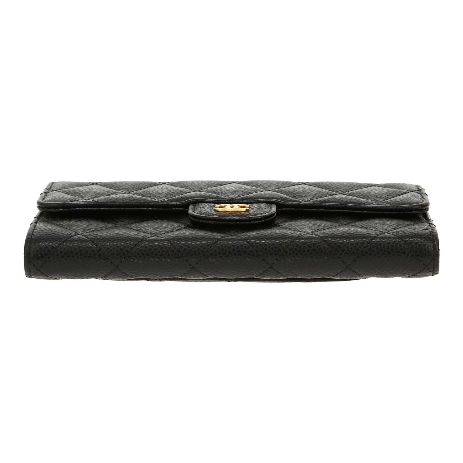 Chanel  Classic Wallet wallet  in black quilted grained leather - Detail D1